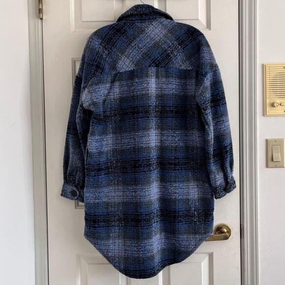 🚓 Britney Longline Shacket Blue Plaid Small - Picture 10 of 13